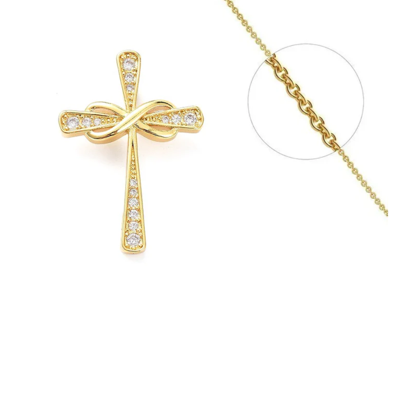 Collier Pendentif Croix Infini plaqué or
