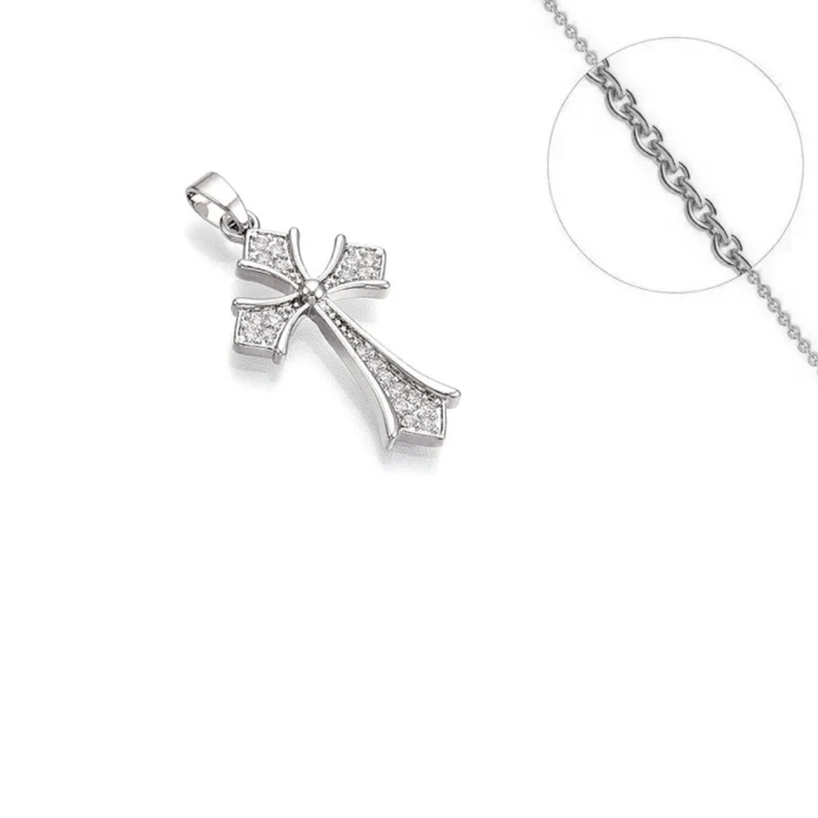 Collier croix zirconiums sertis argent