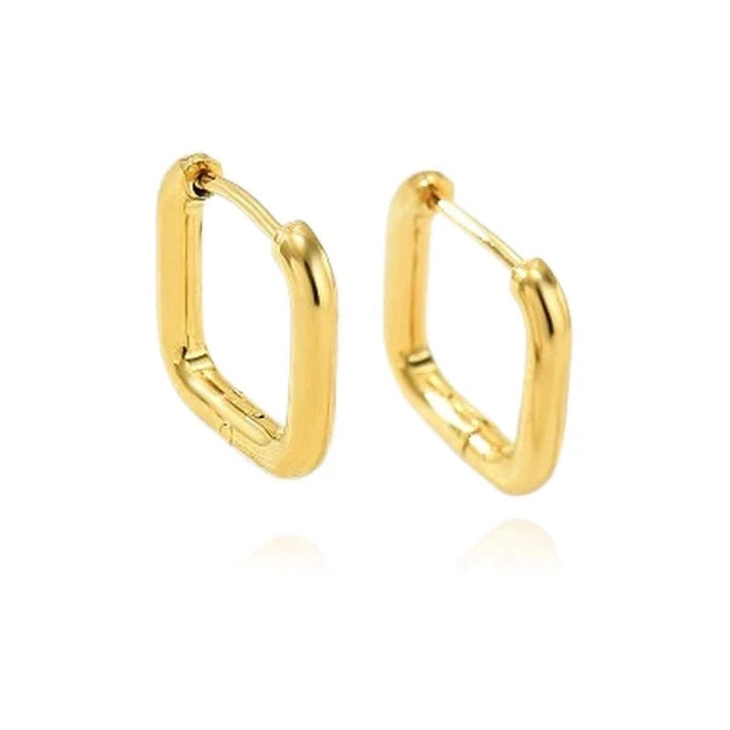 Boucles d'oreilles creoles losange plaqué or