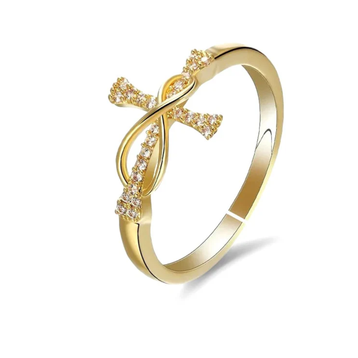 Bague Croix Infini Zirconiums Blancs Réglable