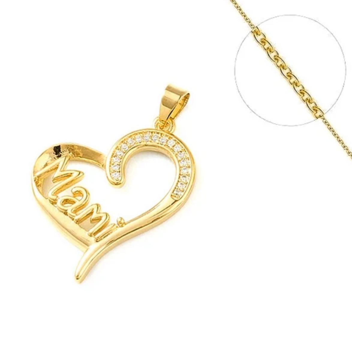 Collier cœur Mami plaqué or