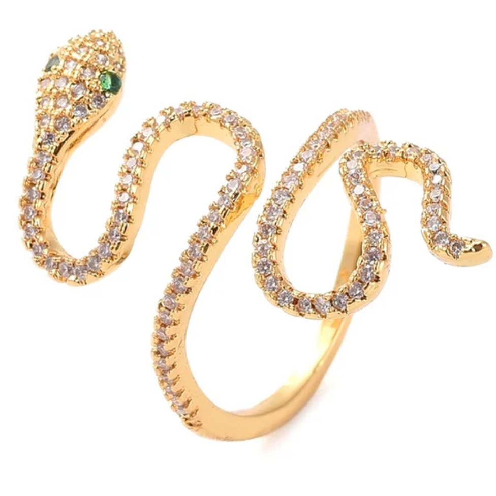 Bague Femme Réglable Serpent Diamant CZ