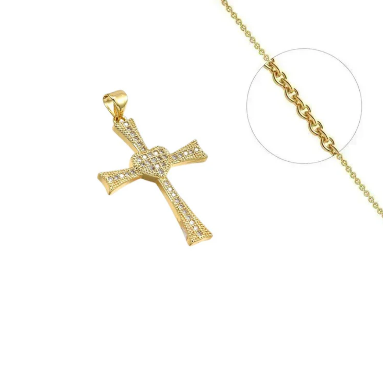 Collier Croix Cœur plaqué or