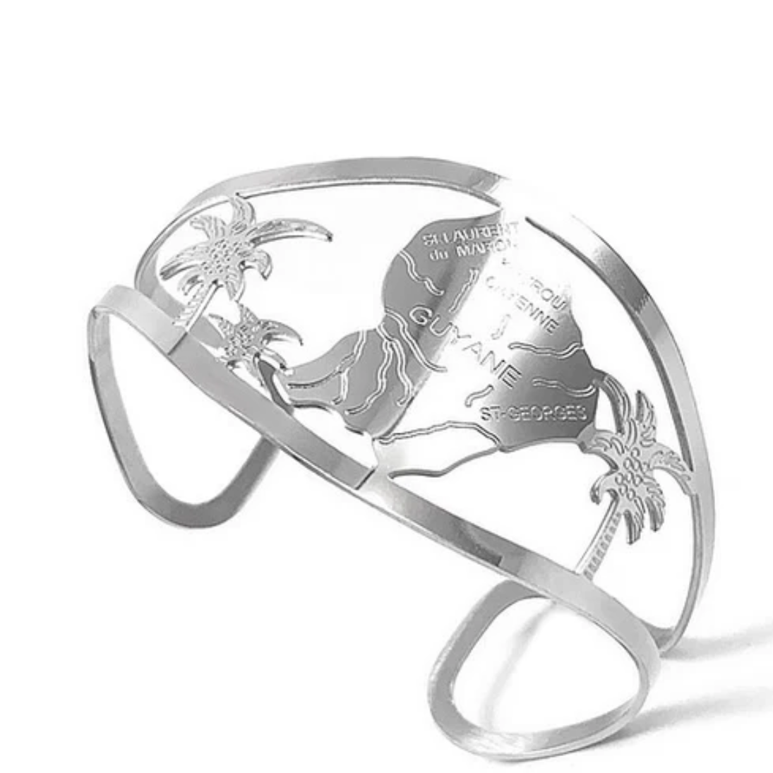 Bracelet manchette en acier inoxydable Guyane