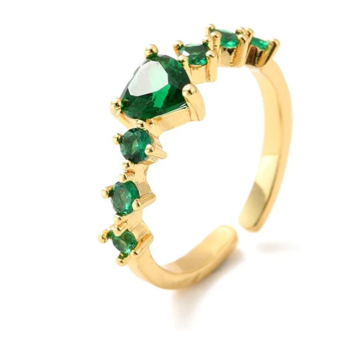 Bague Réglable  Couronne Verts plaqué or