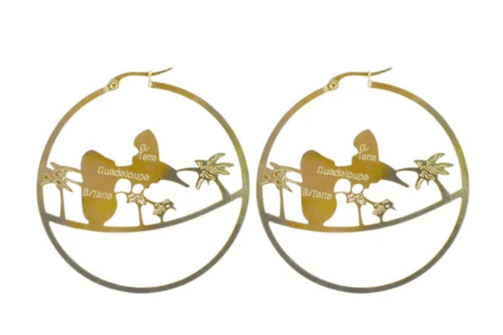 Boucles d'oreille Créoles en acier inoxydable - Guadeloupe