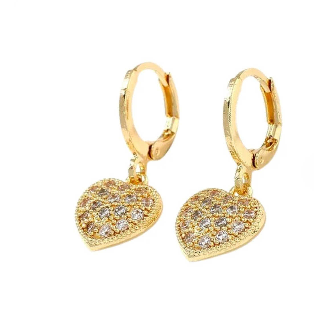 Boucles d'oreilles petit cœur zirconiums sertis plaqué or