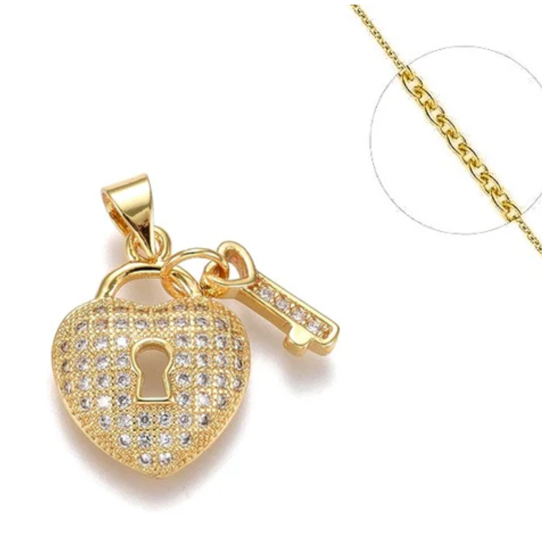Pendentif Cœur avec Clé plaqué or