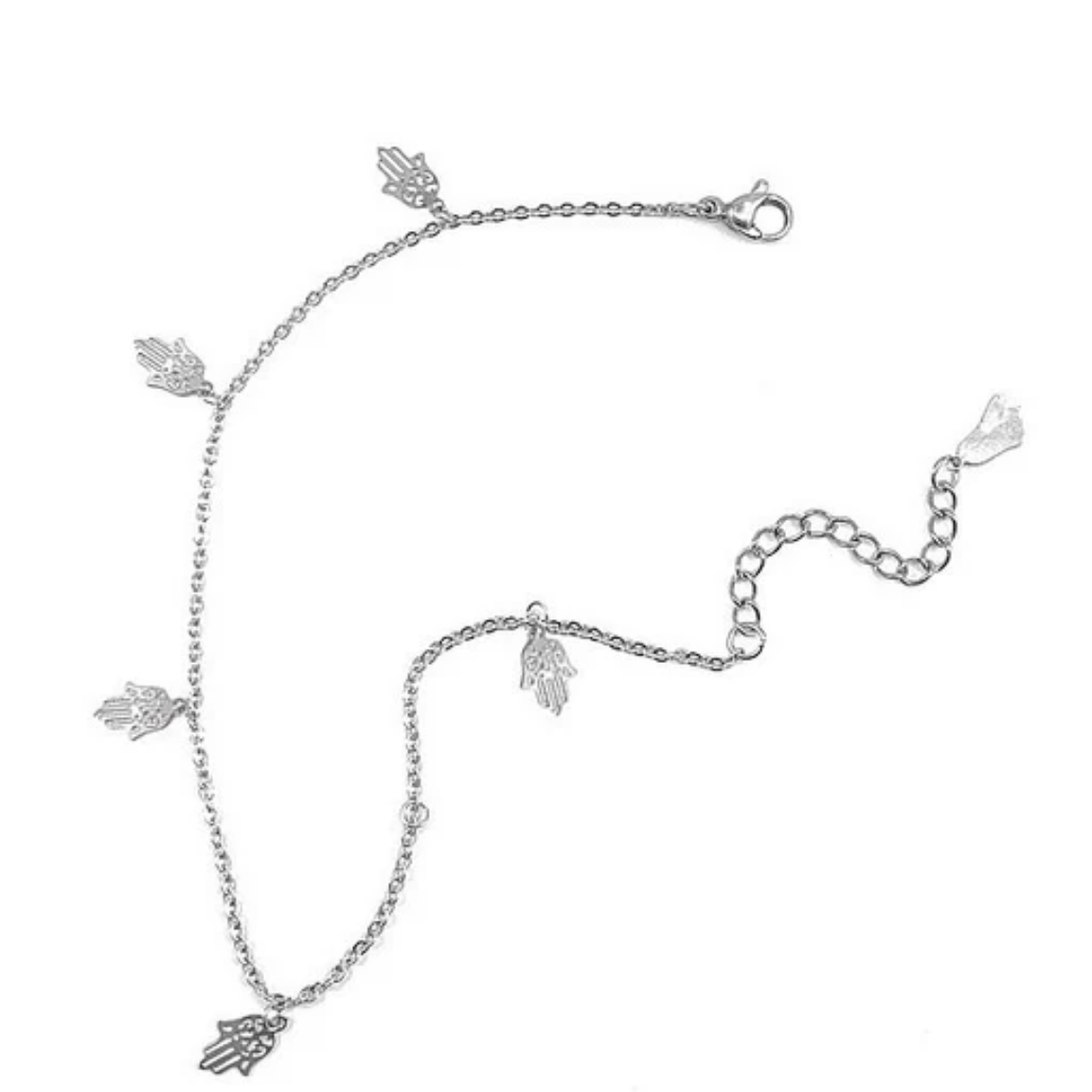 Chaine de cheville en acier inoxydable Main de Fatma