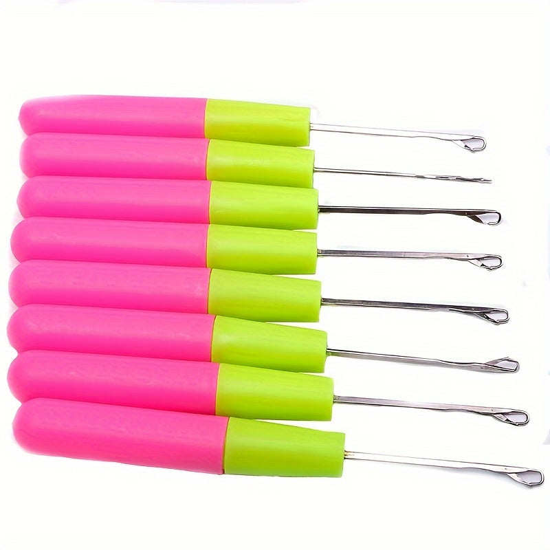 Lot 8pcs Crochets Tresses Extensions Cheveux - Aiguilles Plastique Langue Croisée Perruque Moyenne Grande Tricot Crochet