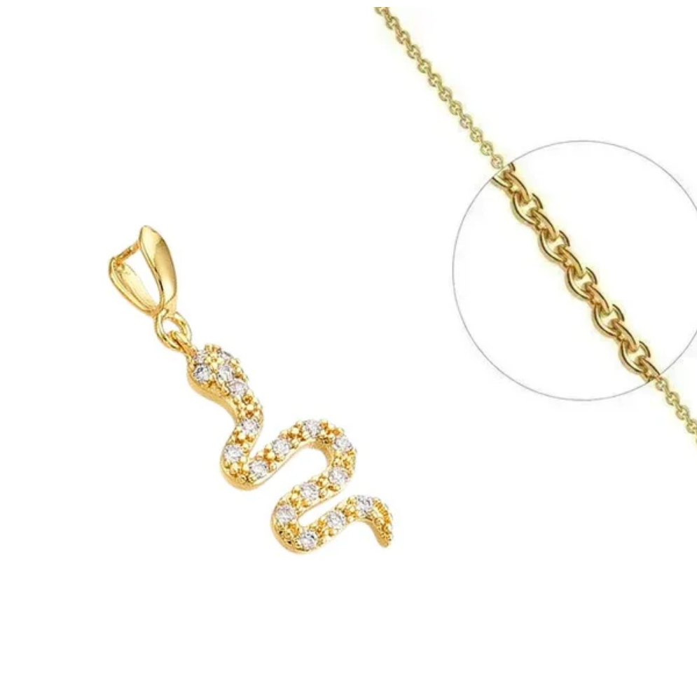 Collier serpent zirconiums sertis plaqué or