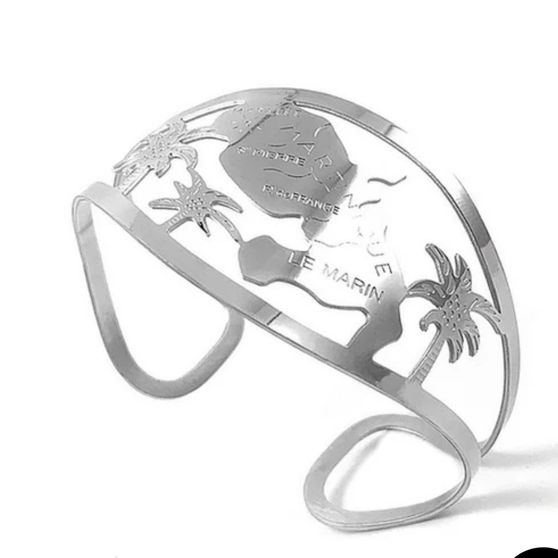 Bracelet Manchette Carte Martinique Acier Inoxydable