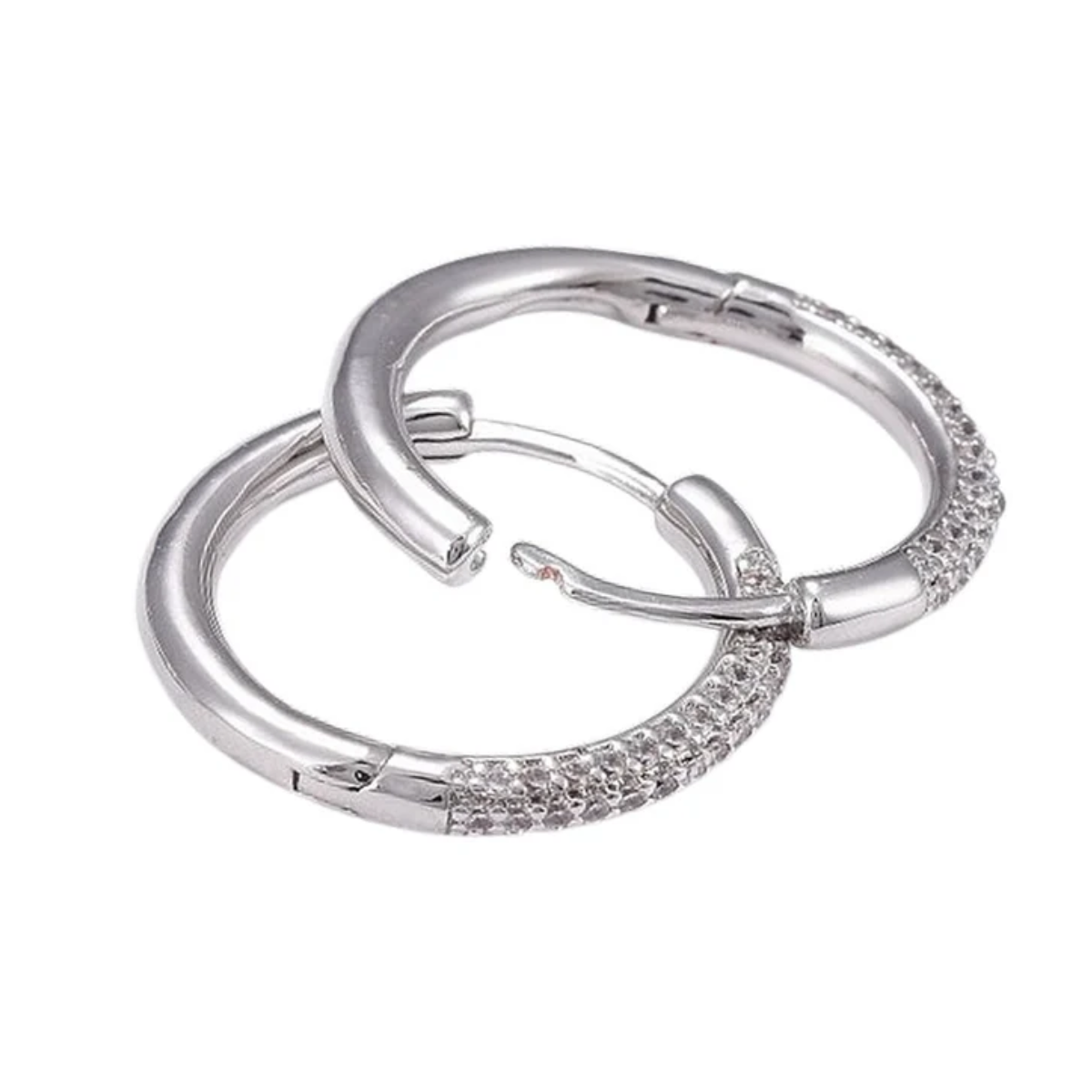 Boucles d'oreilles Creoles argent zirconiums sertis