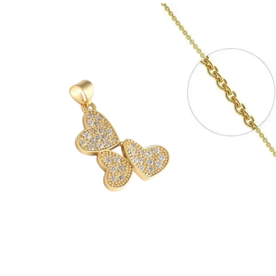 Collier trio de coeur zirconiums sertis plaqué or