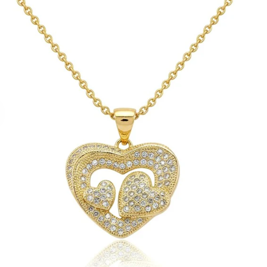 Collier Chaîne Pendentif 3 Cœurs Plaqué Or
