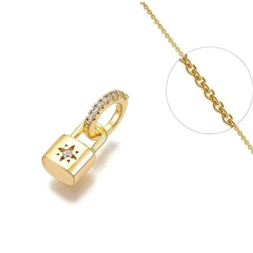 Collier cadenas etoile zirconiums plaqué or