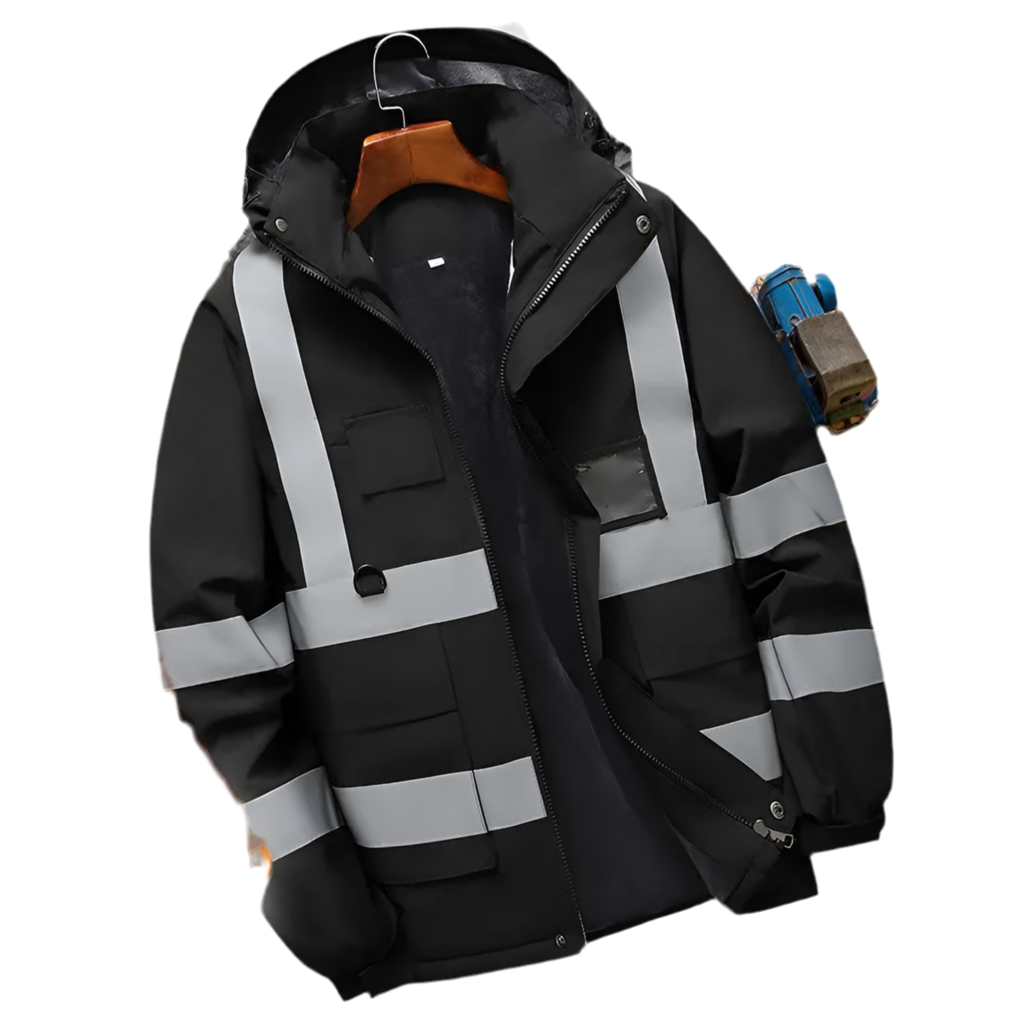 Veste Homme Travail Hiver - Manteau Doublé Thermique Réfléchissant Multi-Poches Logo Personnalisable