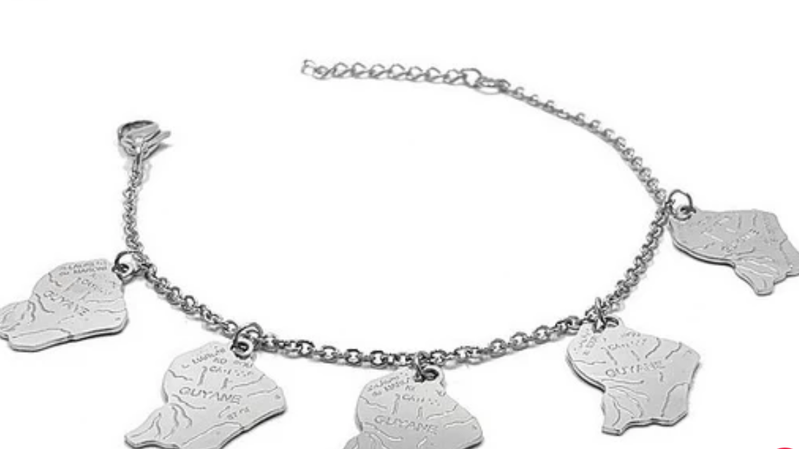 Bracelet Carte Guyane Acier Inoxydable