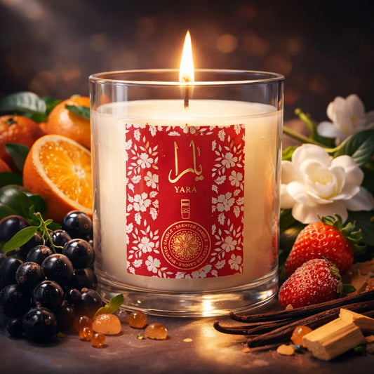 Bougie Parfumée YARA - Mandarine Fraise Vanille - Lattafa Perfumes Cire Naturelle