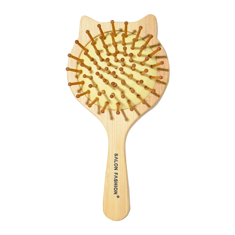 Brosse Cheveux Bambou Bois Naturel - Peigne Anti-Statique Massage Cuir Chevelu Coussin d'Air Démêlage Femme Homme