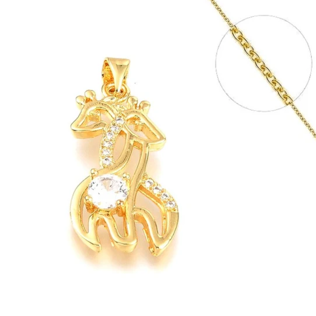 Collier zircon cubique double girafe plaqué or
