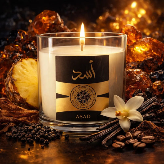 Bougie Parfumée ASAD - Ambre Vanille Épices - Lattafa Perfumes Cire Naturelle