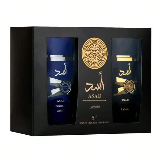 Coffret Lattafa Asad 2x50ml - Asad + Asad Zanzibar EDP Unisexe Édition 5ème Anniversaire