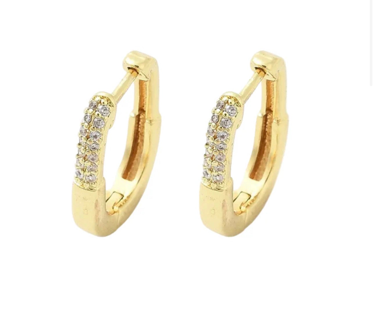 Créoles Ovales Zirconiums – Plaqué Or 18k