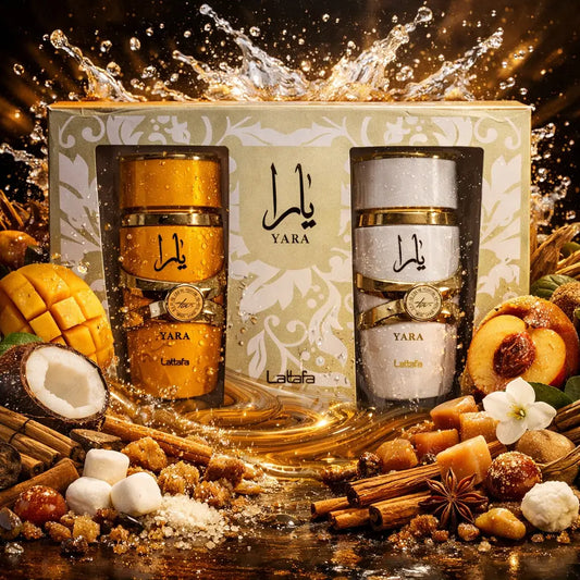 Coffret Lattafa 2x100ml Yara Me & Yara Tous - Eau de Parfum Tropical Gourmand Caramel Mangue Santal