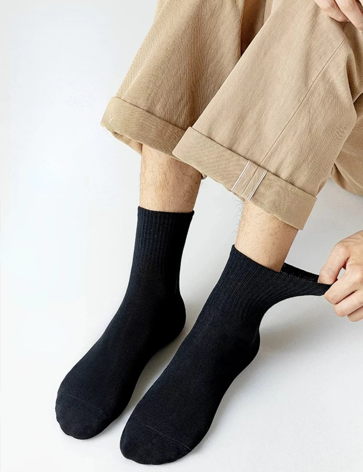 Chaussettes Homme Mi-Mollet Automne Hiver - Lot 3/6 Paires Noir Blanc