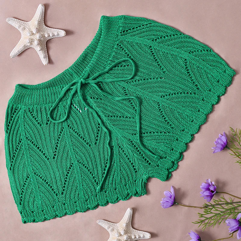 Short de Plage Ajouré Femme - Couvre-Maillot Cordon Taille Été Automne