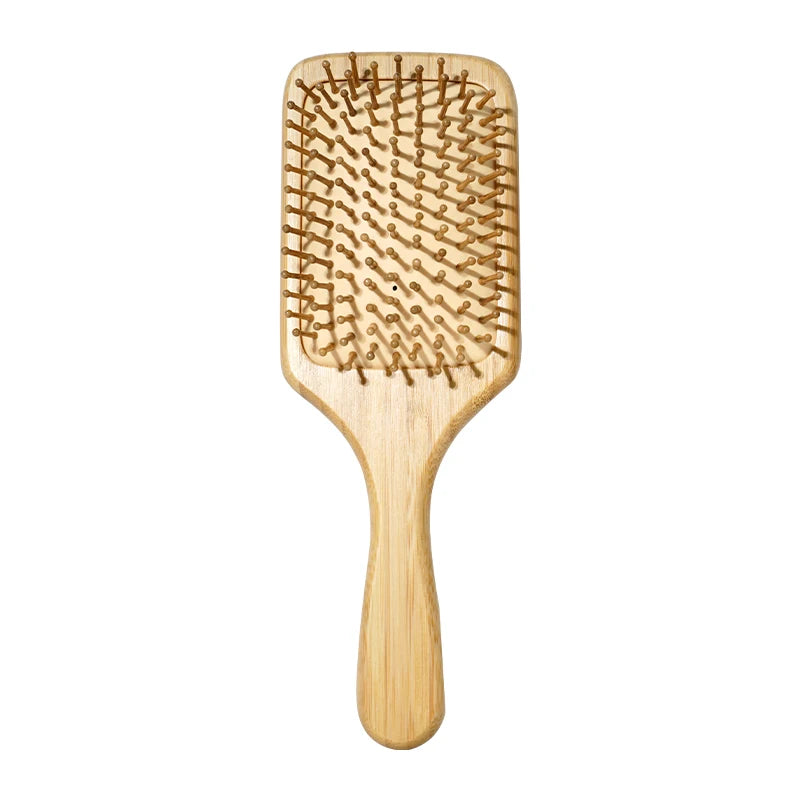 Brosse Cheveux Bambou Bois Naturel - Peigne Anti-Statique Massage Cuir Chevelu Coussin d'Air Démêlage Femme Homme