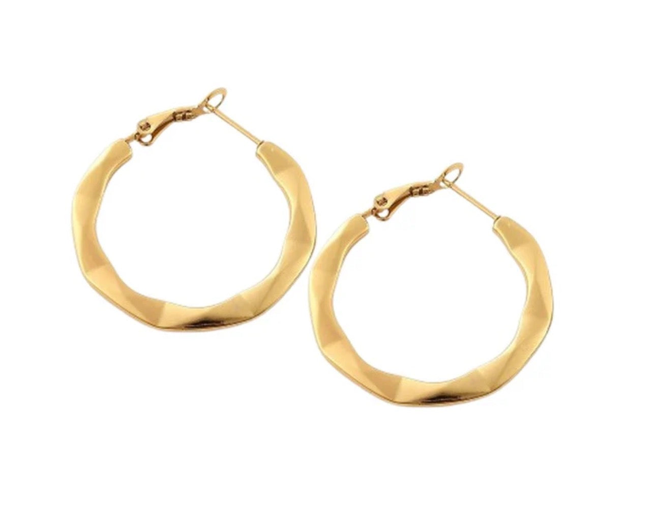 Boucles d'Oreilles Créoles Torsadées 35mm – Acier Inoxydable Doré