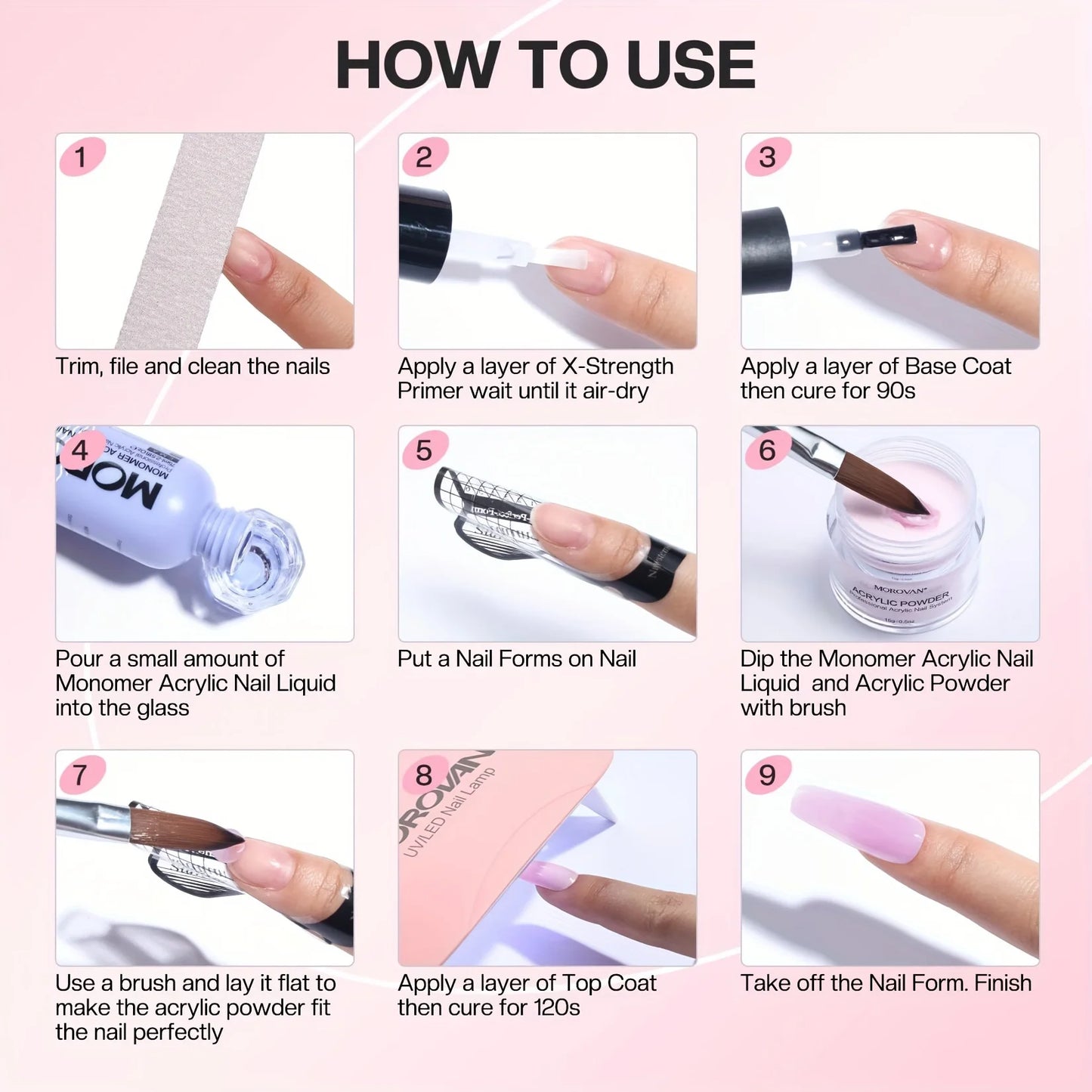 Poudre Acrylique 3-en-1 Beige Rose - Séchage Rapide Sans Odeur Non Toxique Mélange Facile Sans Lampe Cadeau Femme Fille