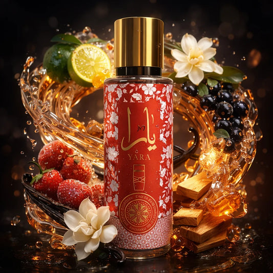 Brume Parfumée Yara 250ml - Gourmande Orientale Fraise Vanille Musc Femme