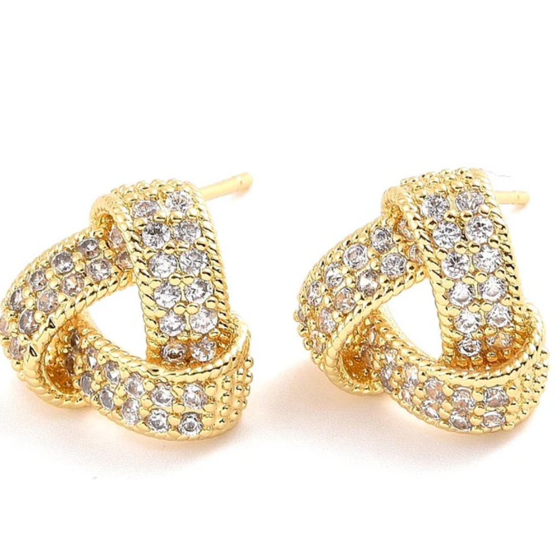 Boucles d'Oreilles Puces Triangle Strass – Plaqué Or 18k