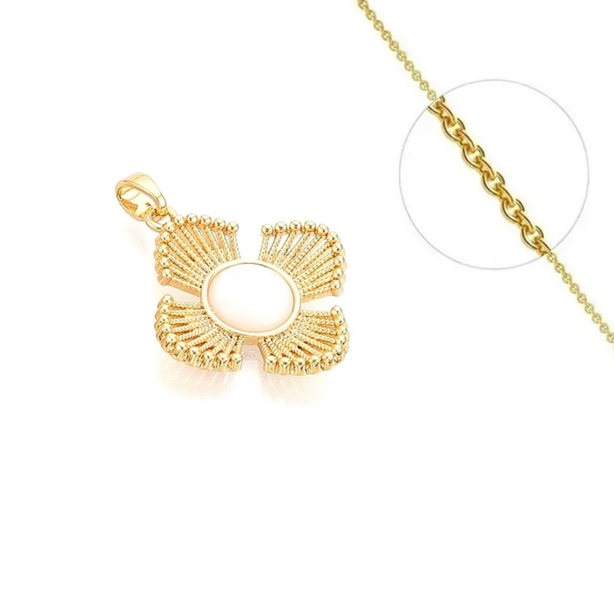 Collier fleur coquillage plaqué or