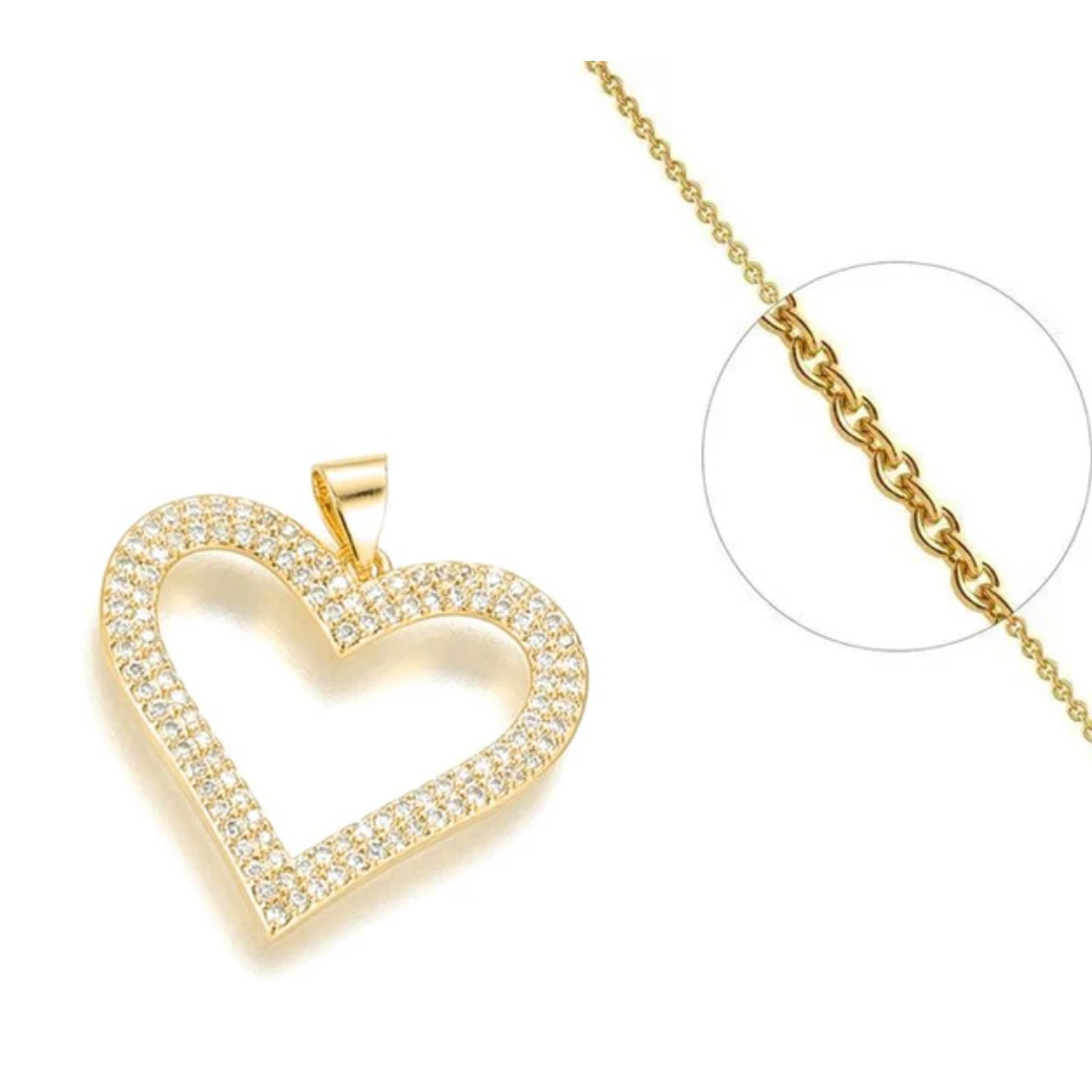 Collier Chaîne et Pendentif Cœur plaqué or