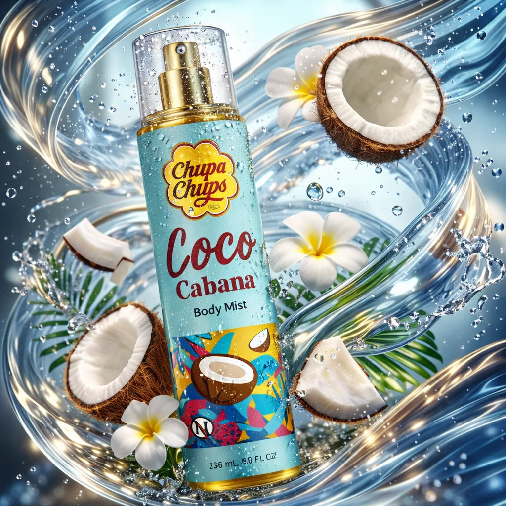 Brume Parfumée Corps Chupa Chups 236ml – Vanille, Pêche, Cerise ou Coco