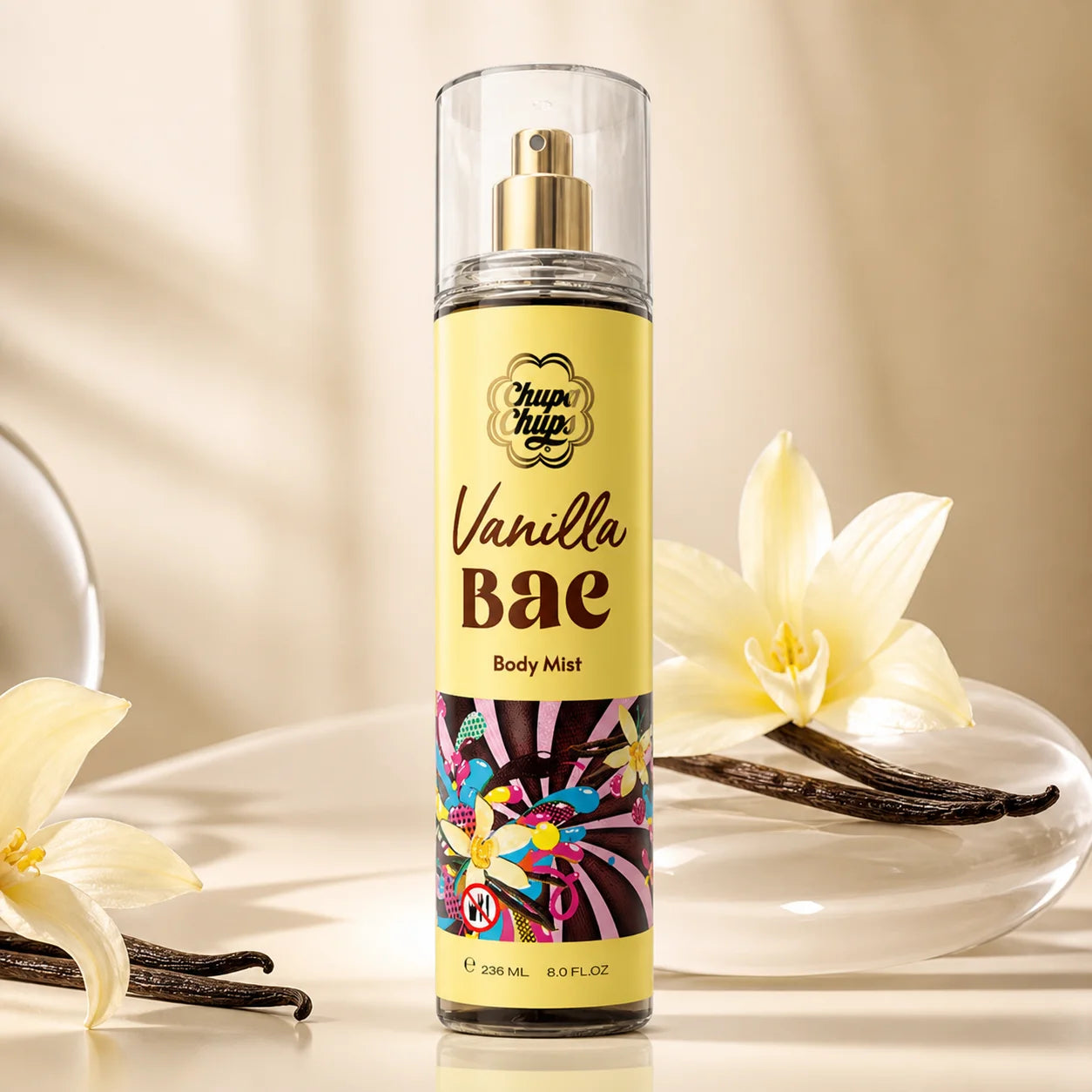 Brume Parfumée Corps Chupa Chups 236ml – Vanille, Pêche, Cerise ou Coco