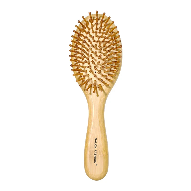 Brosse Cheveux Bambou Bois Naturel - Peigne Anti-Statique Massage Cuir Chevelu Coussin d'Air Démêlage Femme Homme