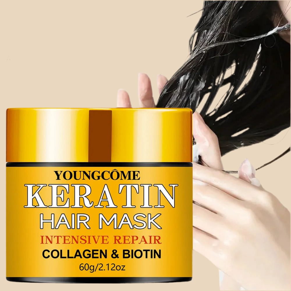 Masque Réparation Cheveux Biotine Collagène Kératine - Traitement Conditionneur Huile