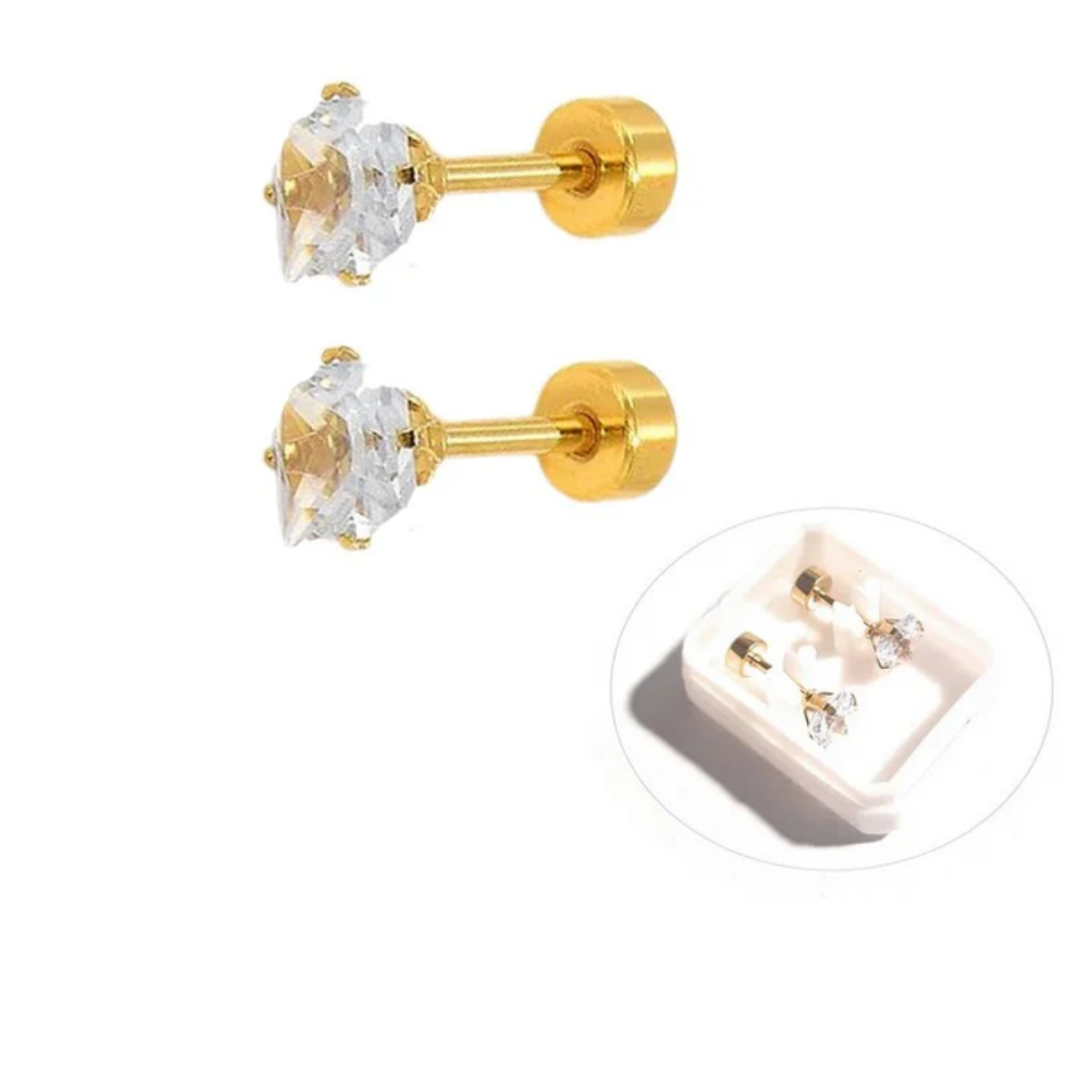 Boucles d’Oreilles Clous Cœur Enfant Plaqué Or