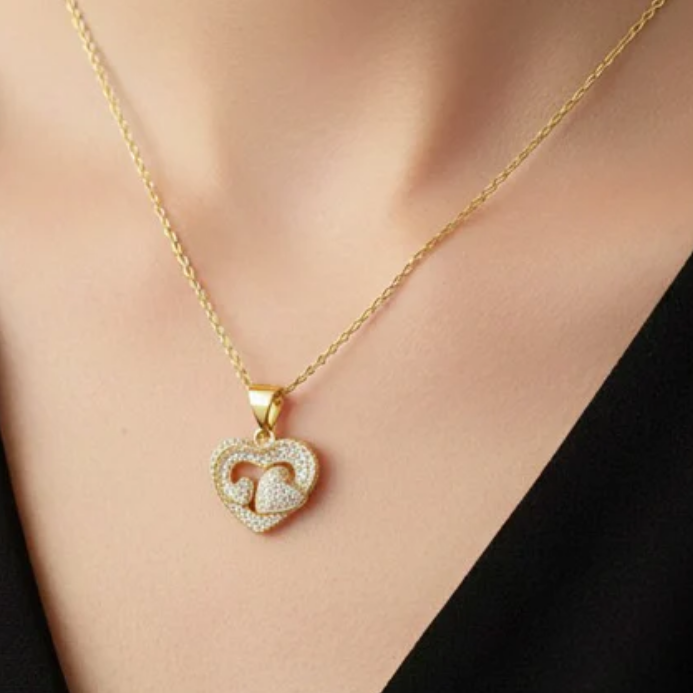 Collier Chaîne Pendentif 3 Cœurs Plaqué Or