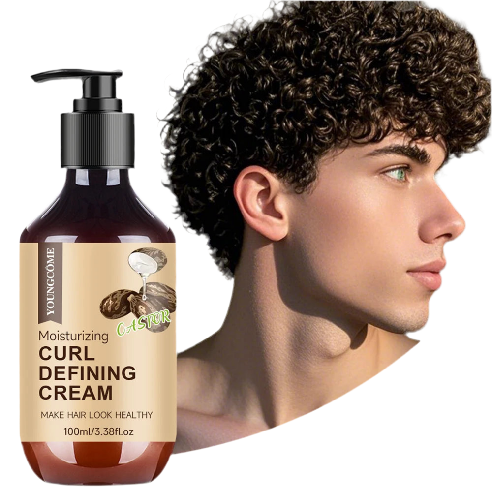 Crème Boucles Huile Ricin Homme 100ml - Romarin Menthe Poivrée Contrôle Boucles