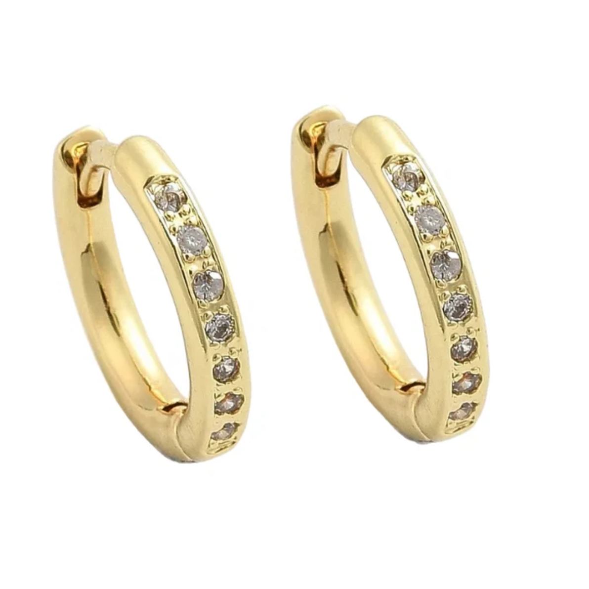 Boucles d'oreilles Creoles zirconiums sertis plaqué or