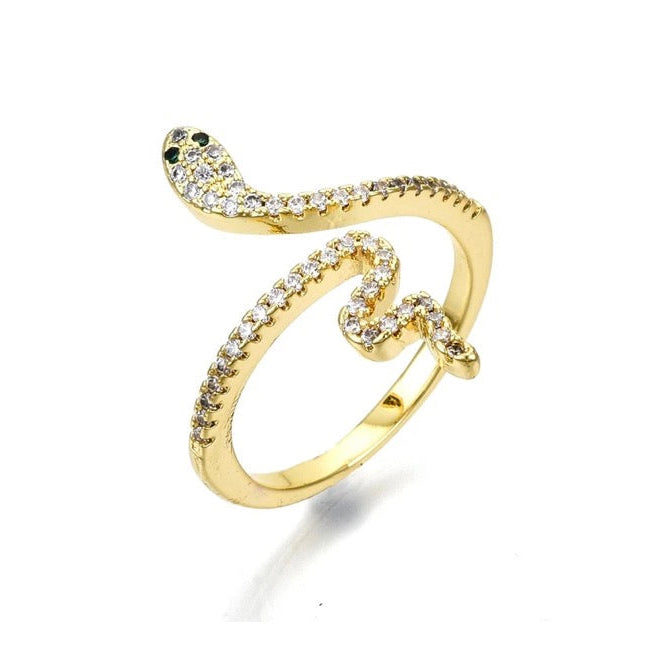 Bague serpent zirconiums blancs plaqué or