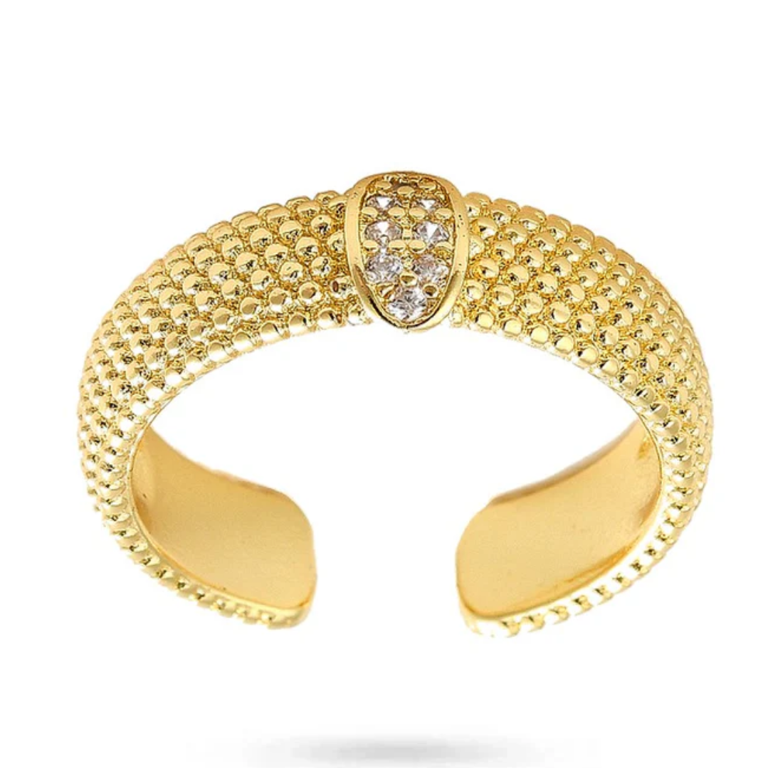 Bague Femme Réglable Alliance Zirconiums Sertis Plaqué Or