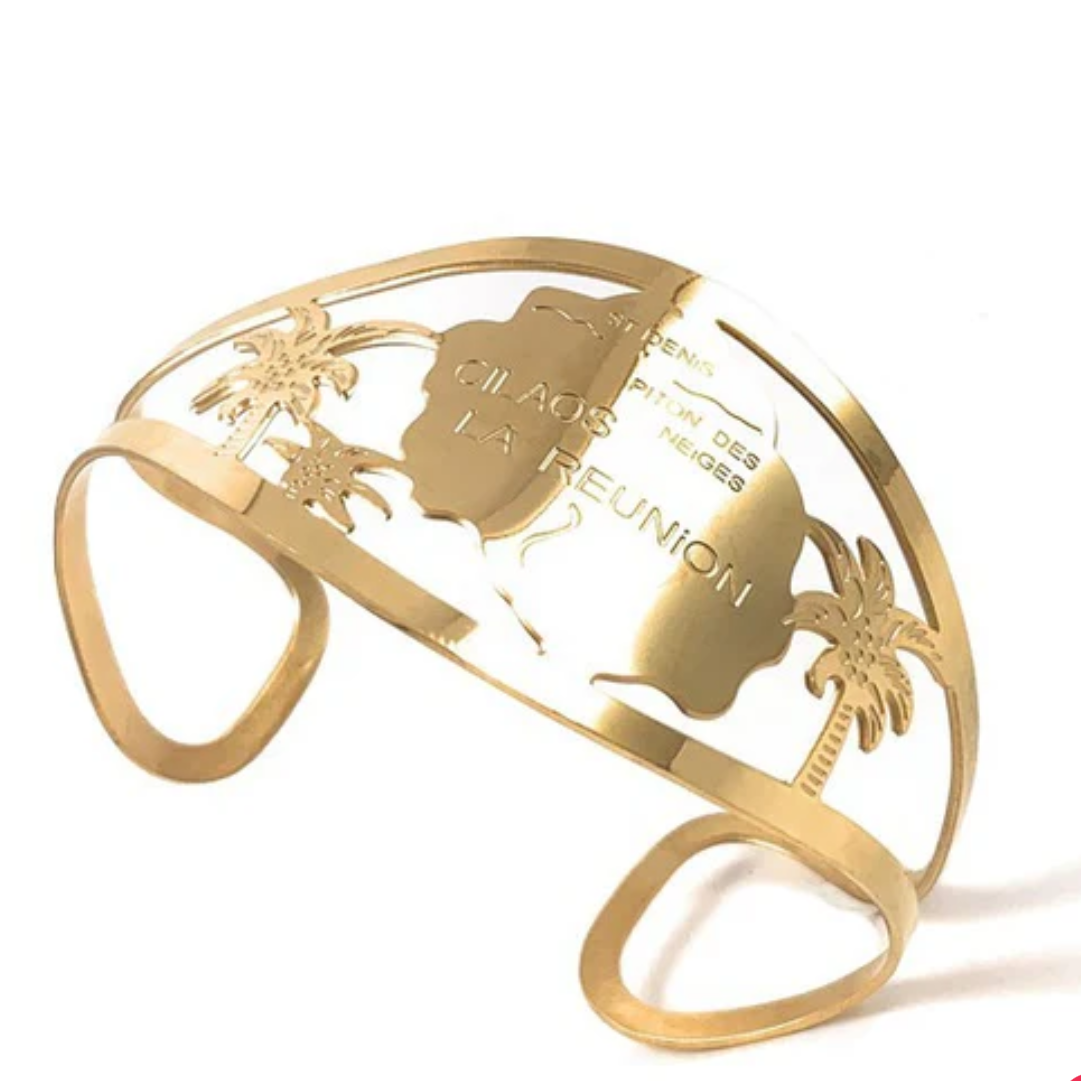 Bracelet Réunion en Acier 316 Doré - Bijou Péi Authentique
