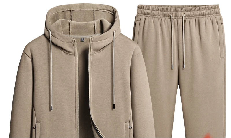 Ensemble Homme 2 Pièces Coton Polaire - Sweat à Capuche Cardigan Épais & Pantalon Sport Fashion Automne-Hiver
